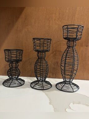 Vintage PartyLite Rustic Wire Votive Trio Elevated Candle Holders Set of 3 Brown